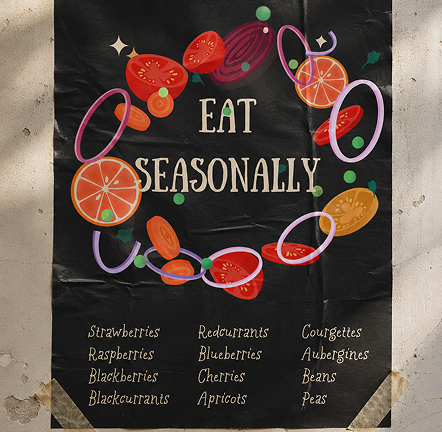 Eat seasonally poster illustration